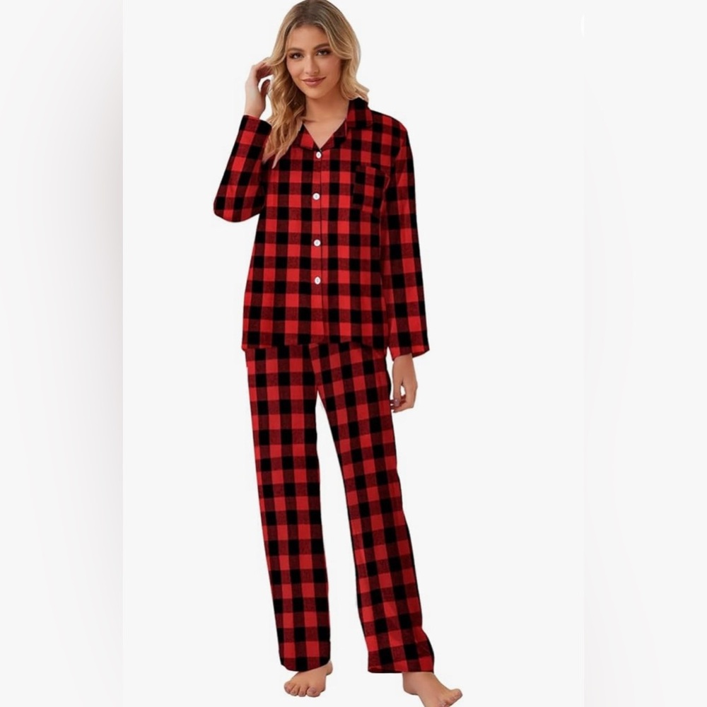 Red and Black Plaid Kids Pajamas